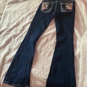 Floral Embroidered Blue Jeans